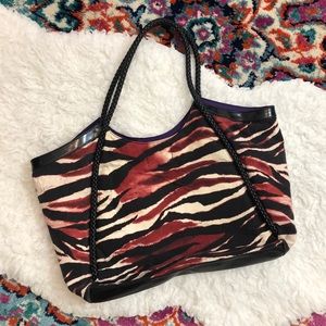 JustCavalli Large Tote Red Black Tiger Purse